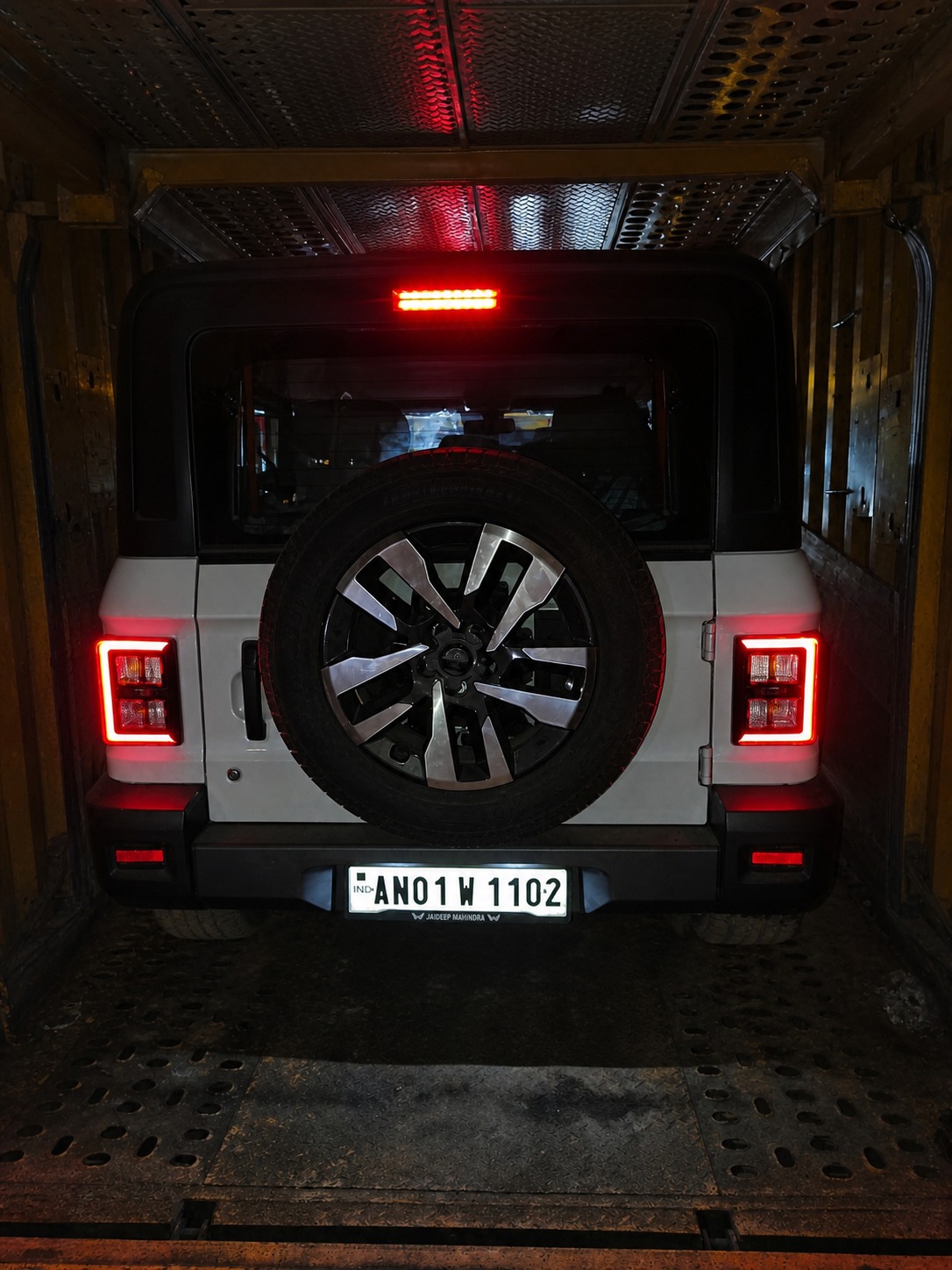 Mahindra Thar Roxx, spare wheel and all, ready to travel.