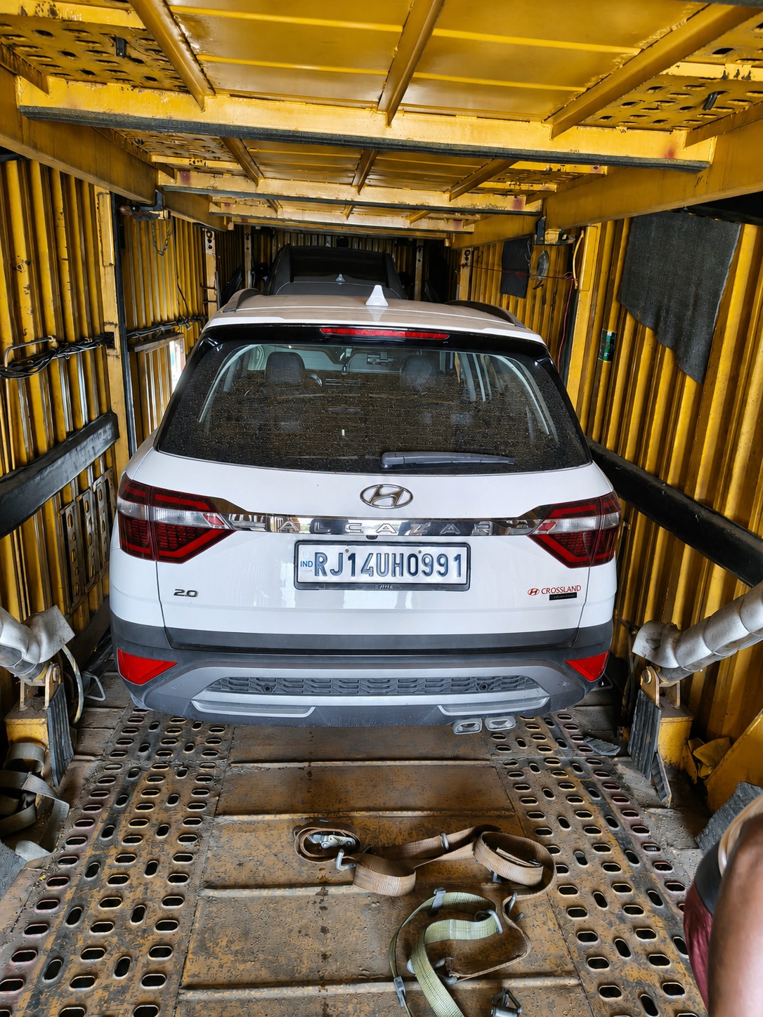 Hyundai Alcazar, first of two loaded into this container.